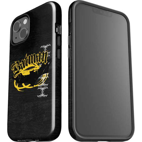 DC Comics Batman Dark Knight Logo Yellow & Black iPhone 15 Impact Case